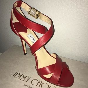 Jimmy Choo NEW Red leather Lottie sandal